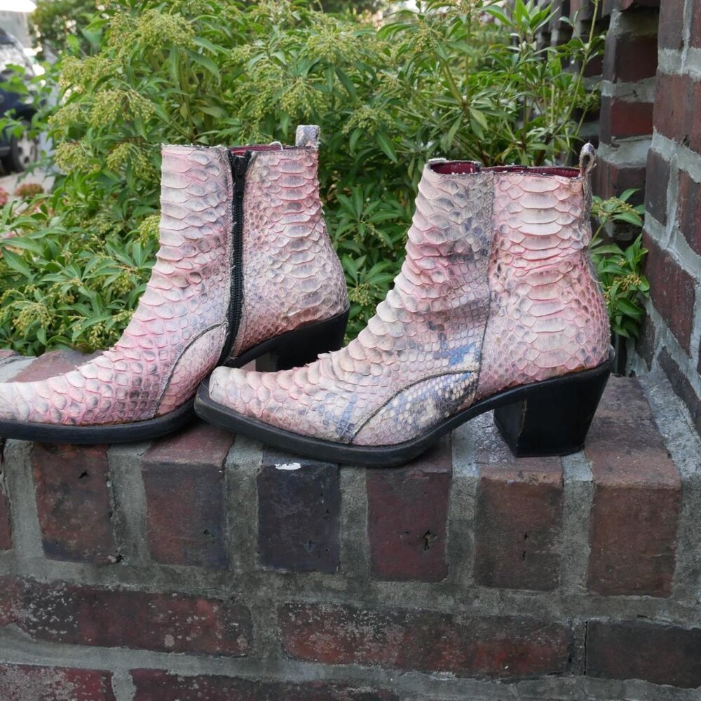 Amazing Pink Python Cowboy Boots - image 3